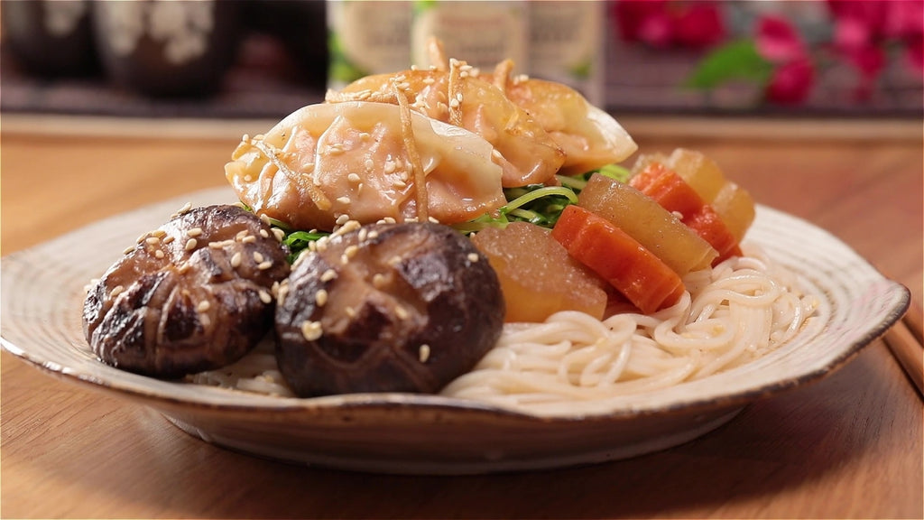 Japanese Soba with Dumplings and Enzyme Ginger Sauce