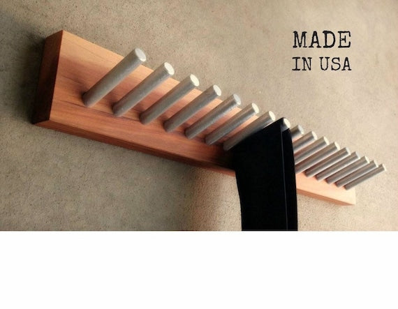 Tie Rack, Wood and Metal, Minimalist Modern, Made in USA by andrewsreclaimed
