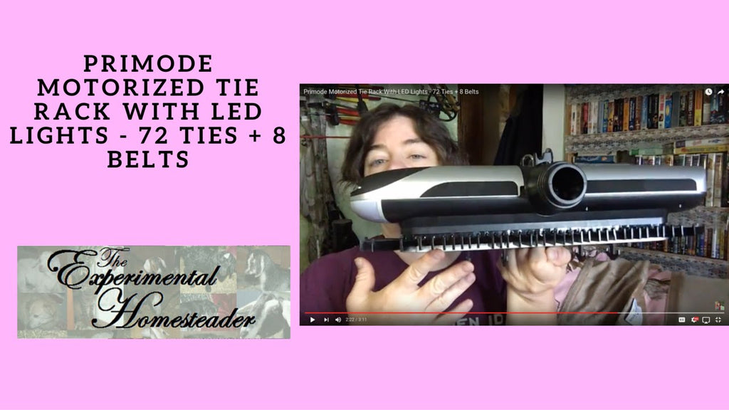 Sheri Ann Richerson from ExperimentalHomesteader.com talks about the Primode Motorized Tie Rack With LED Lights - 72 Ties + 8 Belts that she received for ...