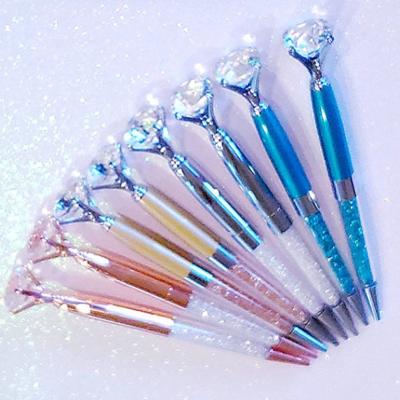 Rose Gold Diamond Pen/ Bridesmaid Gift/Guest Book Pen/Crystal Pen/Wedding Favors/Boss Babe/Planner Accessories by MyTeachersCupboard