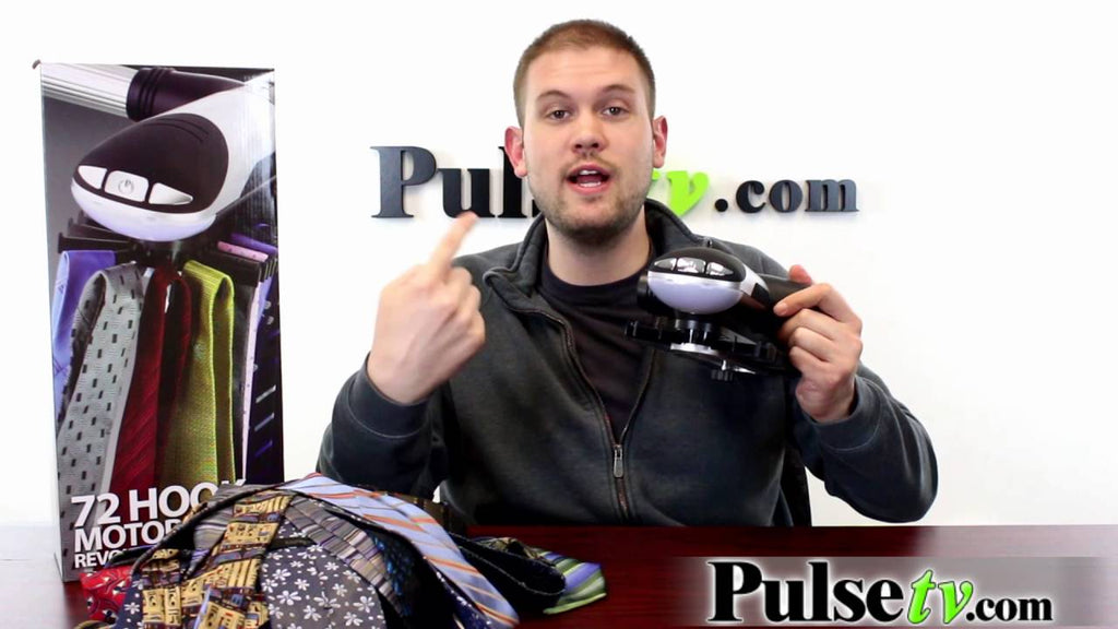 Spruce up your closet with a modern take on a tie rack: this one is motorized! With the push of a button, 72 hooks automatically revolve to display ties, belts, ...