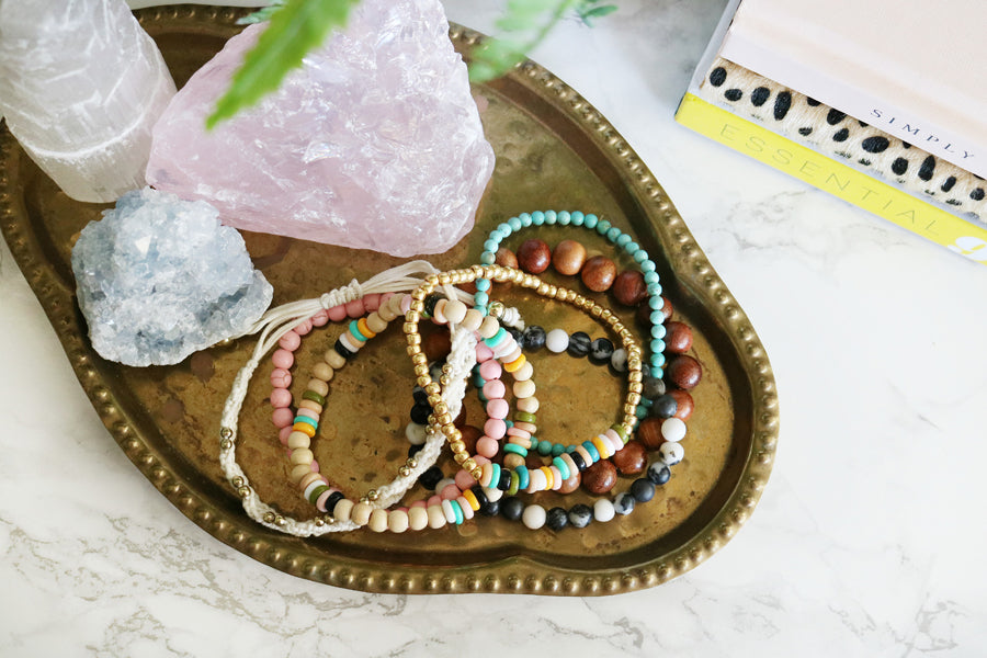 DIY Boho Inspired Perler Bead Elastic Bracelets