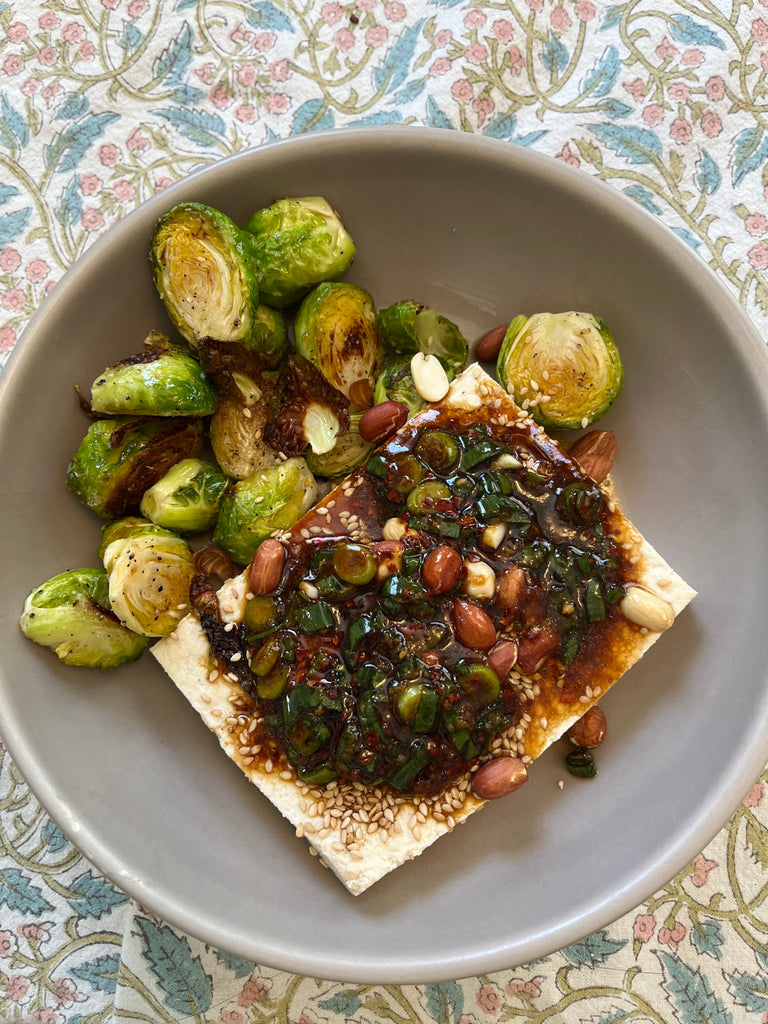 Tofu dinner — warm, spicy . . . and not fried!