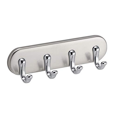 InterDesign York Magnetic Key Rack Organizer for Home & Kitchen - 4 Hook, Brushed Stainless Steel/Chrome