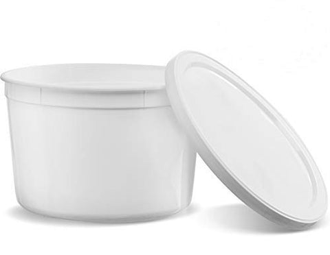 Basix Freezable White Food Storage Deli Containers with Lids 64-Ounce, Freezer Container Round, Perfect for Food Prep, Soup Storage or Ice Cream Storage, Pack of 20