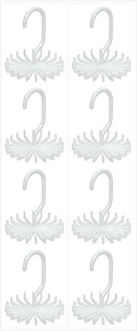 MorningRising 8 PCS White 360 Degree Rotating Scarf Hanger Adjustable Twirl Tie Rack Tie Belt,Multipurpose Organizer,Hook Ties Scarf for Closet Storage (4.4")