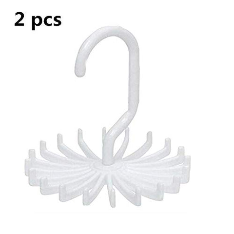 Wagsuyun Tie Rack Belt Hanger Scarf Holder Hook for Cabinet Finishing 360 Degree Rotation (Color : White)