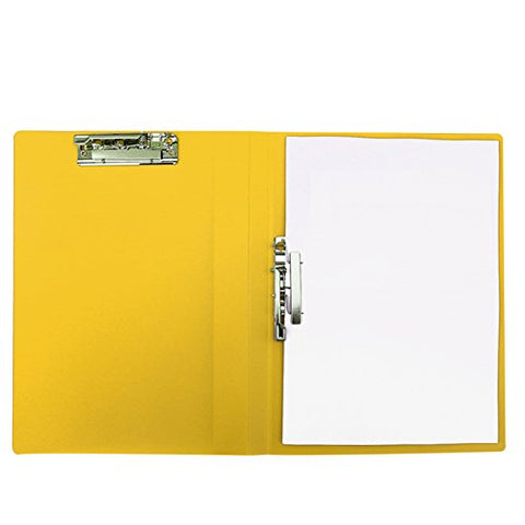 ZDDAB A4 Color Folding Folder Advanced Paper Test File Information Storage Splint Binder Folder (Five Colors) (Color : Yellow, Style : Double Clip)