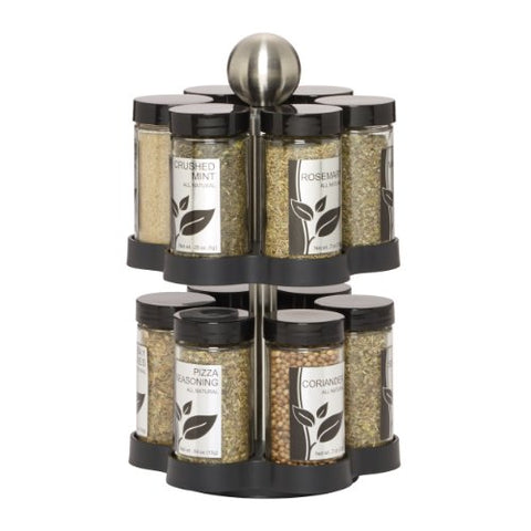 Kamenstein 5108304 Madison 12-Jar Revolving Countertop Spice Rack Organizer with Free Spice Refills for 5 Years