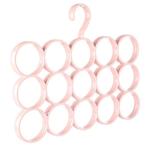 Wagsuyun 15 Count Circles Scarf Hanger Belt Strap Multifunctional Storage Bag Foldable (Color : Pink)