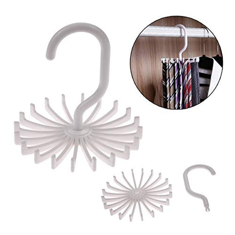 LySanSan - Plastic Rotating Tie Rack Hanger 20 Hooks Clostet Tie Clothes Holder Household Hanging Necktie Belt Shelves Organizer
