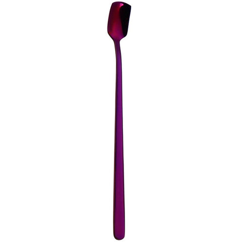 Wenjuan Colorful Spoon Set Long Handle Stainless Steel Pointed Tablespoon Flatware Coffee Drinking Tools Kitchen Gadget for Ice-cream, Tea, Coffee and More (Purple C)
