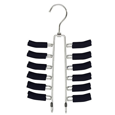 Friction Tie Rack and Scarf Hanger - Non-Slip - Set of 2 (Black/Chrome) (11 1/2" H x 6 1/2" W)