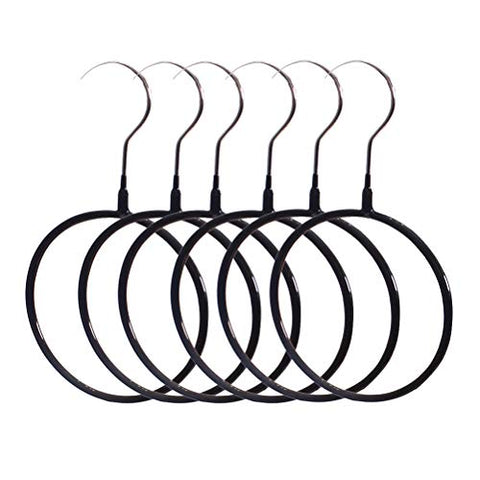 Yardwe 5PCS Closet Ring Organizer Loop Tie Hangers Simple Belt Ring Hanger Scarf Hanger for Bedroom(Black)