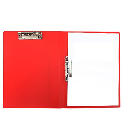 ZDDAB A4 Color Folding Folder Advanced Paper Test File Information Storage Splint Binder Folder (Five Colors) (Color : Red, Style : Double Clip)