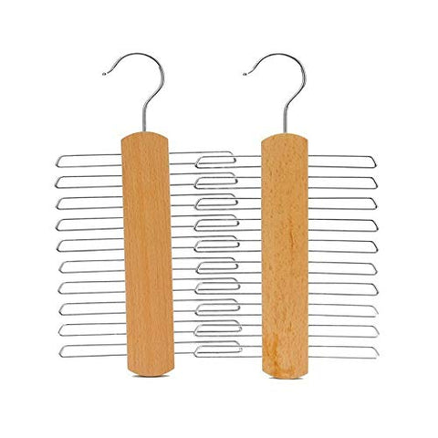 Wagsuyun Natural Beech Wood Multifunctional Accessories Hangers for Ties and Belts 2 Pack (Color : Yellow)
