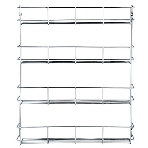 VonShef 4 Tier Easy Fix Spice Rack Organizer Chrome Plated For Herbs and Spices Suitable for Wall Mount or Inside Cupboard, 19.6 x 16.1 Inches