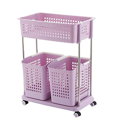 WMR Bathroom Shelves/Plastic / Bathroom Wash/Toilet / Toilet Storage Rack/Belt Wheel/Landing Multi-Layer Shelf Kitchen Storage Rack (Color : Purple, Size : 5634.572cm)