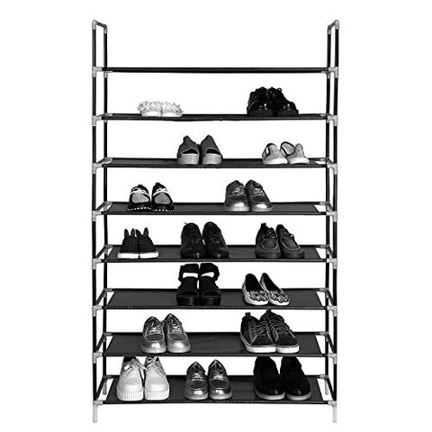 Kikionlife Black 8 Tiers Shoe Rack 40 Pairs Non-woven Fabric Shoe Tower Storage Organizer Cabinet