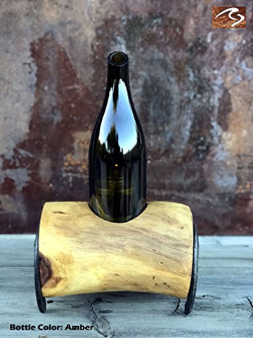 Horseshoe Log Wine Bottle Art Candle Holder