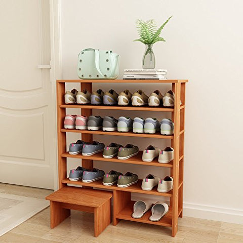 DL furniture - Espresso Finish MDF Wood Storage Shoe 5 Shelves Storage Rack