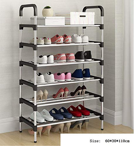 weenine Shoe Rack, Durable And Stable Shoe Tower, 6 Tiers Shoe Organizer (Black)