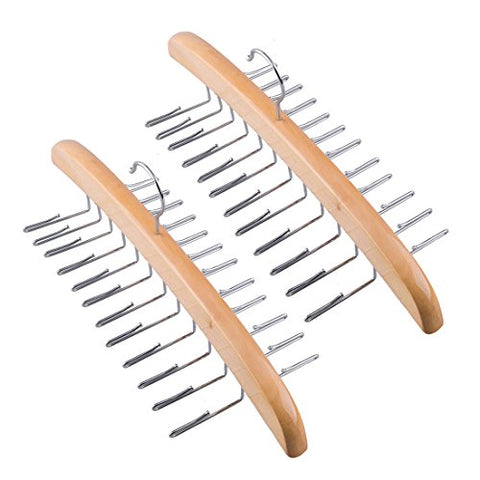 Tosnail 2 Pack Wooden Tie Hanger Rack Organizer - Holds Up to 48 Ties