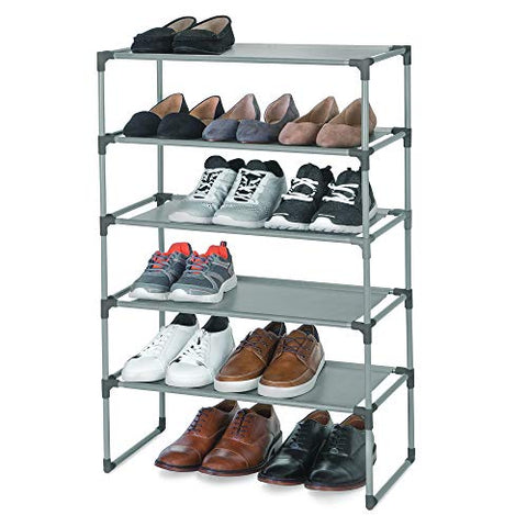 Smart Design 5-Tier Stackable Laminated Non-Woven Liner Shoe Rack - Steel Metal Frame - Room 15 Pairs of Shoes - Easy Assembly - Entryway, Closet, Garage - Home Organization (23 x 32.5 Inch)