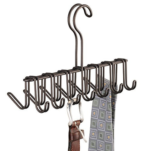 InterDesign Classico Metal Tie Hanger, Hanging Closet Organization Storage Holder for Belts, Men's Ties, Women's Shawls, Pashminas, Scarves, Clothing, Accessories, Horizontal Rack, Bronze