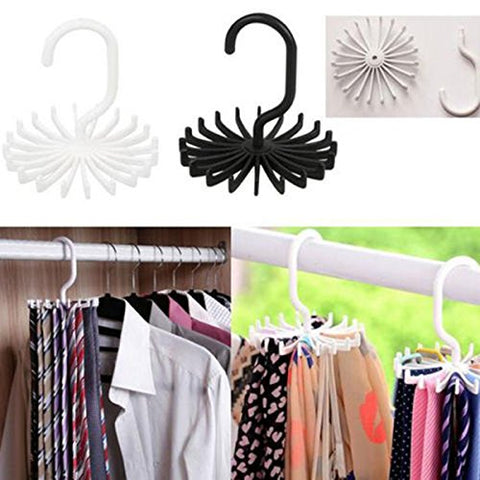 AODEW 2pcs Tie Rack Hanger Belt Holder Rotating Necktie Organizer Space Saving Hanger Organizer Rack Hooks