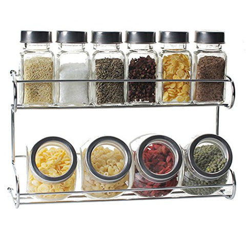 HOBULL 1 set 10Pcs Spice Rack Organizer for Kitchen Wall, Pantry, Cabinet or Counter 2 Tier use for a spice organizer or kitchen cabinet organizers stain-resistant