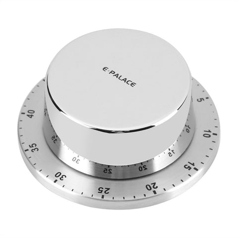 Kitchen Cooking Timer, Stainless Steel Mechanical Manual Magnetic Cooking Countdown Clock, Fanshu 60 Minutes Reminder With Loud Ring Alarm Multifunctional Home Tool Gadget, Loud Alarm (Silver)