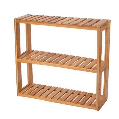HBlife Bamboo 3-Tier Shelf Rack Utility Storage Organizing Plant Stand Multifunctional Bathroom Kitchen Living Room Holder Wall Mounted