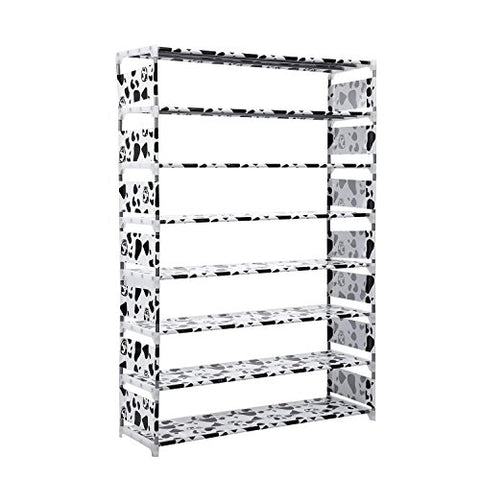 Ferty 8 Tier Freestanding Shoe Rack 32 Pairs Large Capacity Stackable Shoe Storage Holder [US Stock] (White)