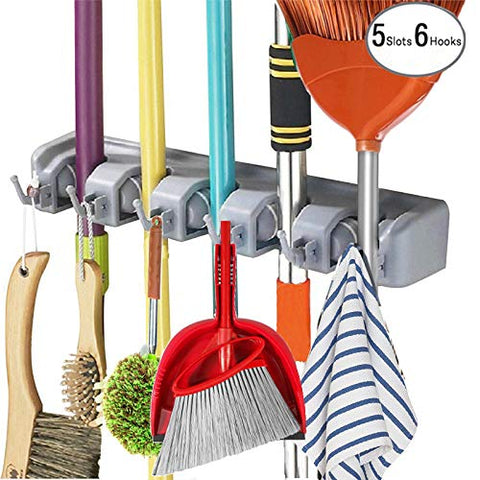Feir Mop Broom Holder Wall Mounted Kitchen Hanging Garage Utility Tool Organizers and Storage Rack for Commercial Bathroom Laundry Room Closet Gardening