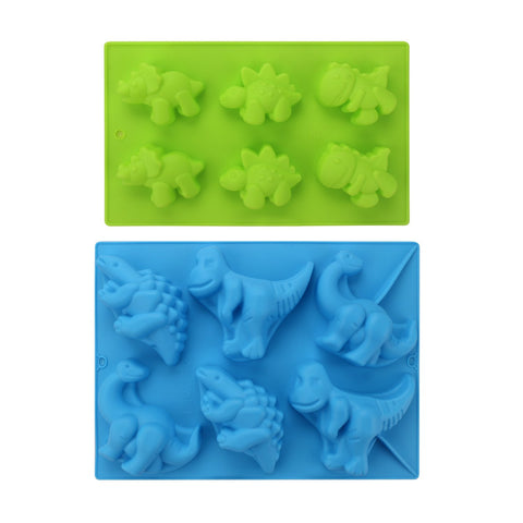 Silicone Dinosaur Molds, Beasea (2 Pack) 3D Cake Mold Perfect for Dinosaur Gummies, Chocolates, Ice Cube Cake Decorations Baking Tools