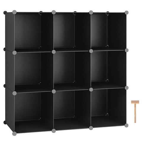 C&AHOME - 9 Cube Storage Organizer Closet Shelf DIY Bookcase Toy Rack, Black