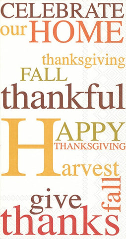 Ideal Home Range 32 Count 3-Ply Paper Guest Towel Napkins, Thanksgiving Celebrate Our Home