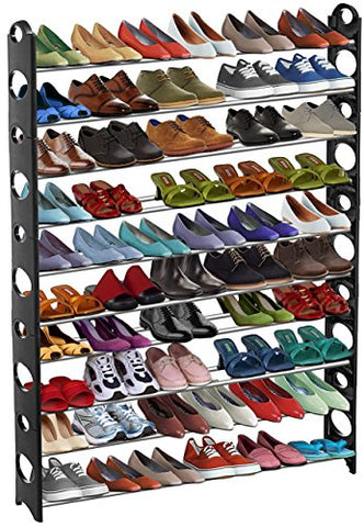GPCT Stackable 50 Pair Shoe Rack (Up to 10 Stack-able Shelves, Adjustable for Different Shoe Sizes, Free Up Closet or Floor Space)