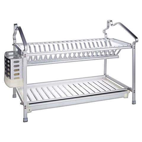 1208S 2-Tier Space Aluminum Alloy Dish Drying Holder Rack Kitchen Utensil Holder