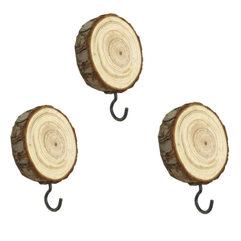 Vintage Decorative Wall Mounted DIY Crafts Wooden Wall Hooks,Coat Hook Hat Hanger ,Wood Adhesive Hooks (bark)