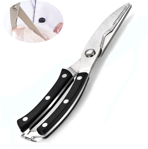 Poultry Shears Kitchen Scissors Heavy Duty Stainless Steel Spring Loaded Shears Sharp Blade Safety Clip Perfect for Fish Chicken Beef