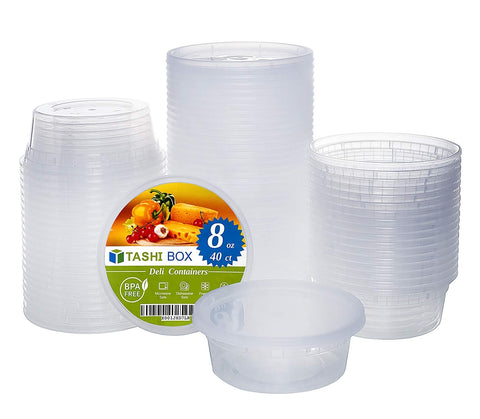 [TashiBox] 32 oz Food Storage Containers with Airtight Lids, Deli Cups, Leak-Proof，Stackable & Reusable - 40 Sets