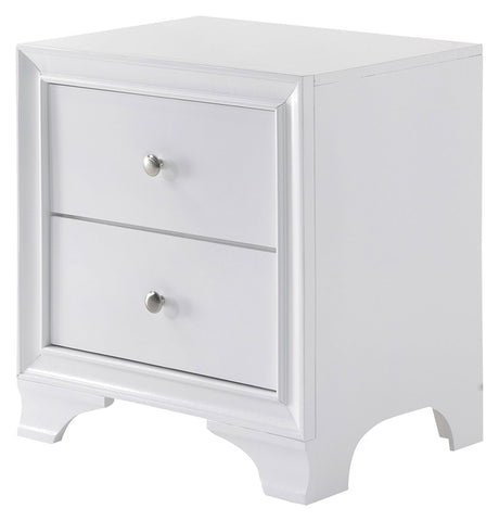 Major-Q Contemporary Nightstand with 2 Drawers and USB Dock White Finish (MQ-97498)