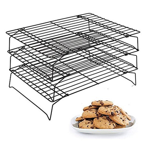 3 Tier Steel Baking Cooling Rack Tray Cookie Cake Food Stackable Kitchen Non-Sticky