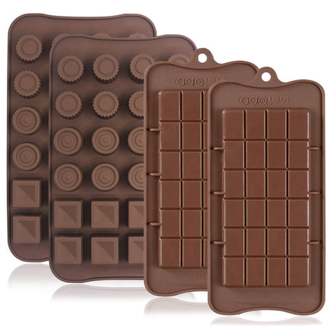 4 Pcs Silicone Chocolate Molds, Non-Stick Break-Apart Protein and Energy Bar, Ice Cube Tray Candy Mold Kitchen Baking Mould