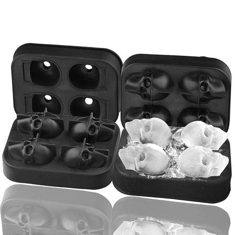 2 Pack 3D Silicone Skull Mold Ice Cube Mold, Onidoor Creative Candy Sugar Chocolate Mold Maker, Bar Whisky Cocktails Ice Make for Parties, Black