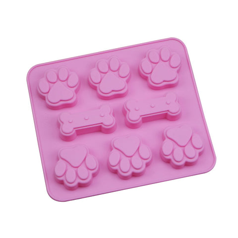 Verdental 2 Pack Silicone Paws and Bones Shape Baking Mould Ice Cube Tray