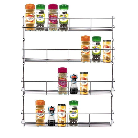 YonTree 4 Tiers Steel Spice Rack Herb Jar Holder Cabinet Shelf Storage Wall Organization