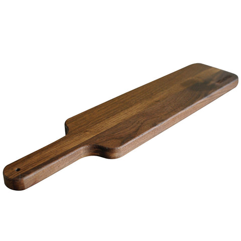 Walnut Wood Cutting Board with Handle by Virginia Boys Kitchens - 4x20 American Hardwood Chopping and Serving Rustic Paddle for Baguette Bread Cheese and Charcuterie